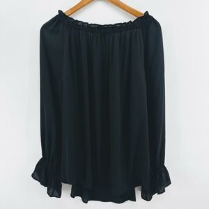 Talbots Top Womens Sz 1X Black Pleated Sleeve Pullover Classic Minimalist GG13